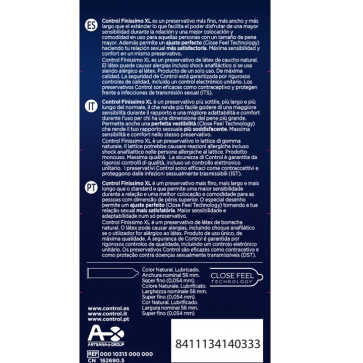 CONTROL Large thin condoms FINISSIMO-XL 12 UDS D-196003