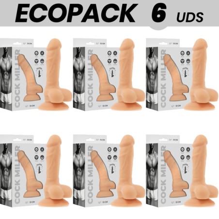pack de 6 penes realísticos articulables de silicona ecopack density-cocksil 13 cm
