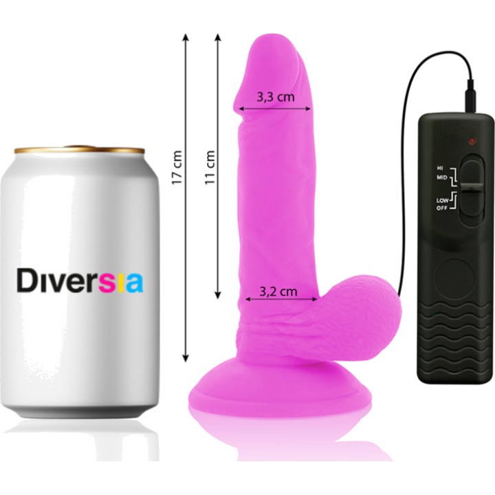 DIVERSIA Realistisk flexibel vibrerende dildo 17CM Ø3,3CM
