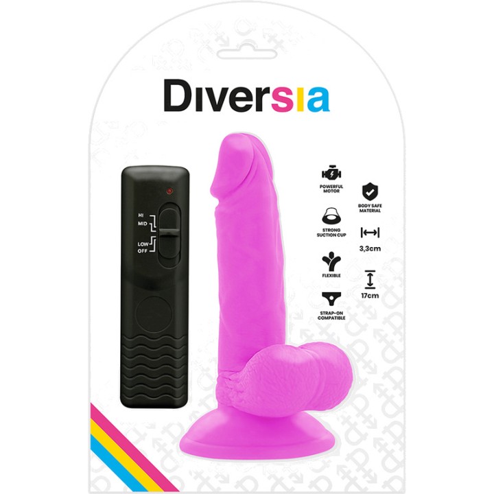 DIVERSIA Realistic flexible vibrating dildo 17CM Ø3,3CM