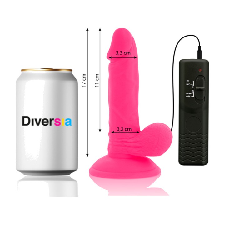 DIVERSIA Dildo réaliste flexible avec vibration 17CM Ø3,3CM