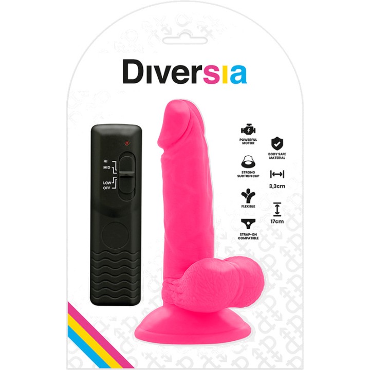 DIVERSIA Realistisk flexibel vibrerende dildo 17CM Ø3,3CM