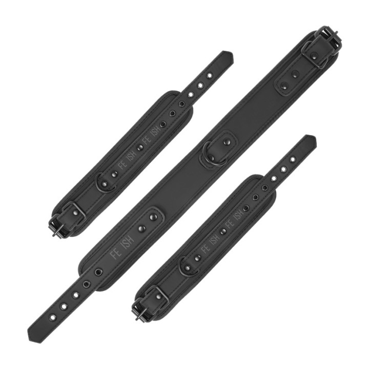 FETISH SUBMISSIVE Vegan leather collar and wrist cuffs with