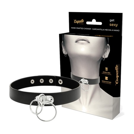 vegan leather choker with double ring