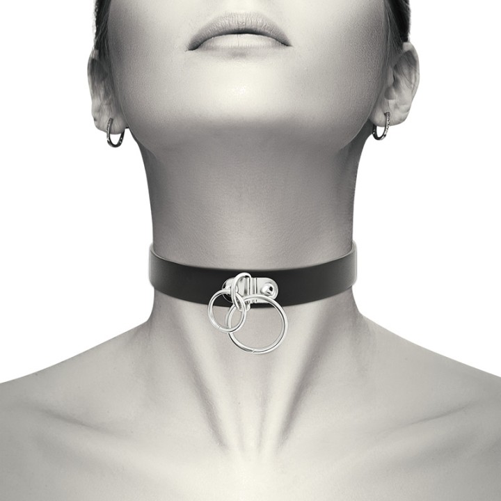 COQUETTE CHIC DESIRE Choker de cuero vegano con doble anilla