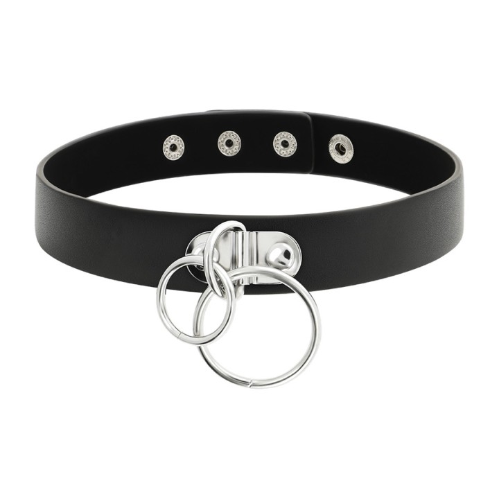 COQUETTE CHIC DESIRE Vegan leather choker with double ring