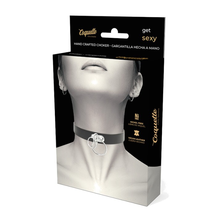 COQUETTE CHIC DESIRE Vegan leather choker with double ring