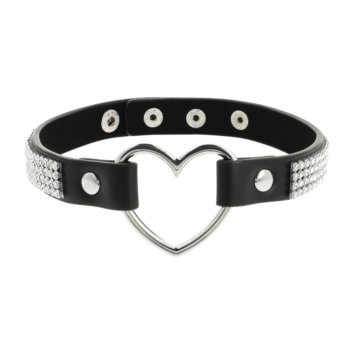 COQUETTE CHIC DESIRE Vegan leather choker with heart