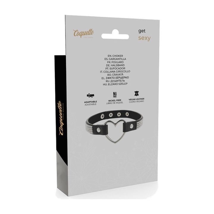 COQUETTE CHIC DESIRE Vegan leather choker with heart