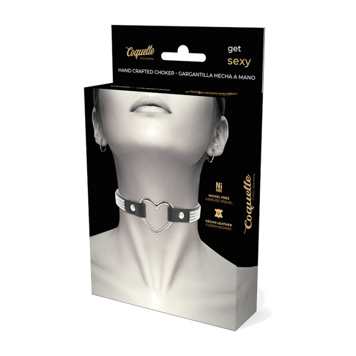 COQUETTE CHIC DESIRE Choker de cuero vegano con corazón