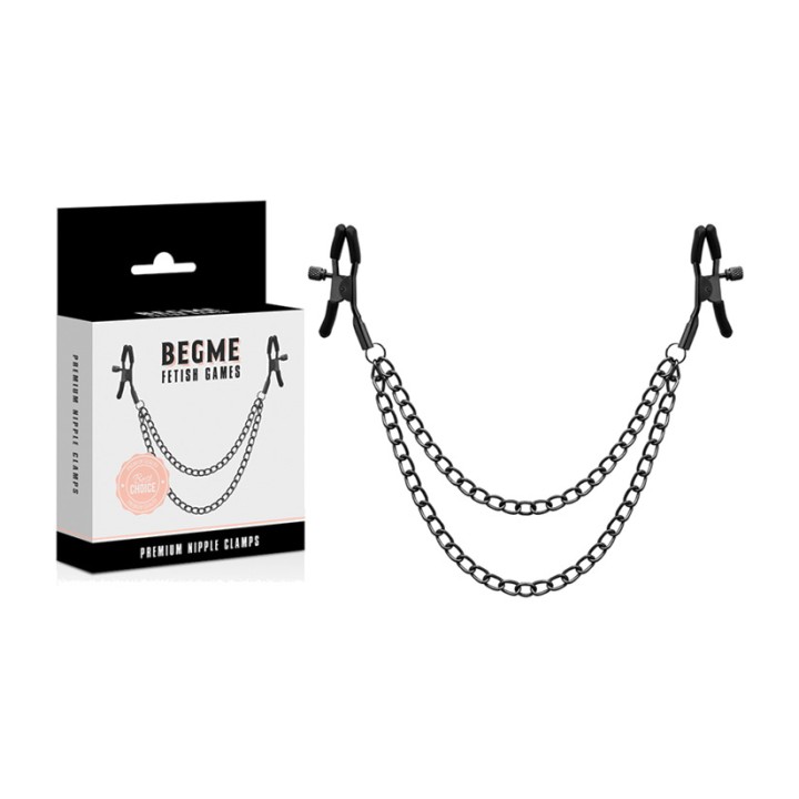 BEGME FETISH GAMES Nippelklemmen mit Kette RED EDITION