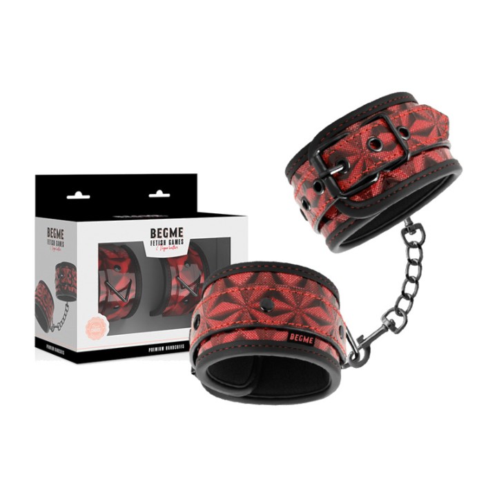 BEGME FETISH GAMES Handfesseln mit Neoprenfutter RED EDITION