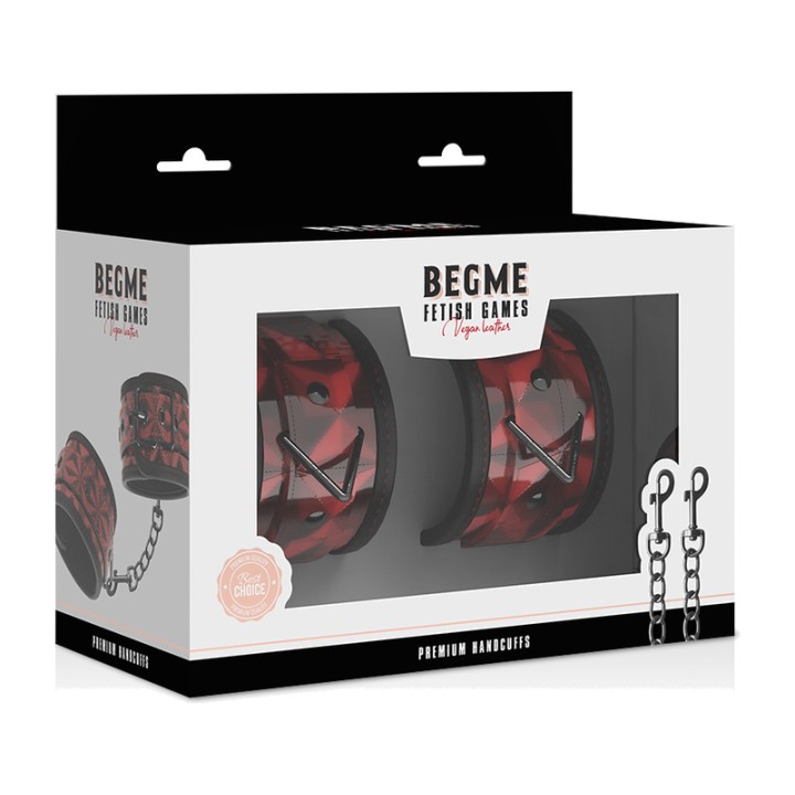 BEGME FETISH GAMES Handfesseln mit Neoprenfutter RED EDITION