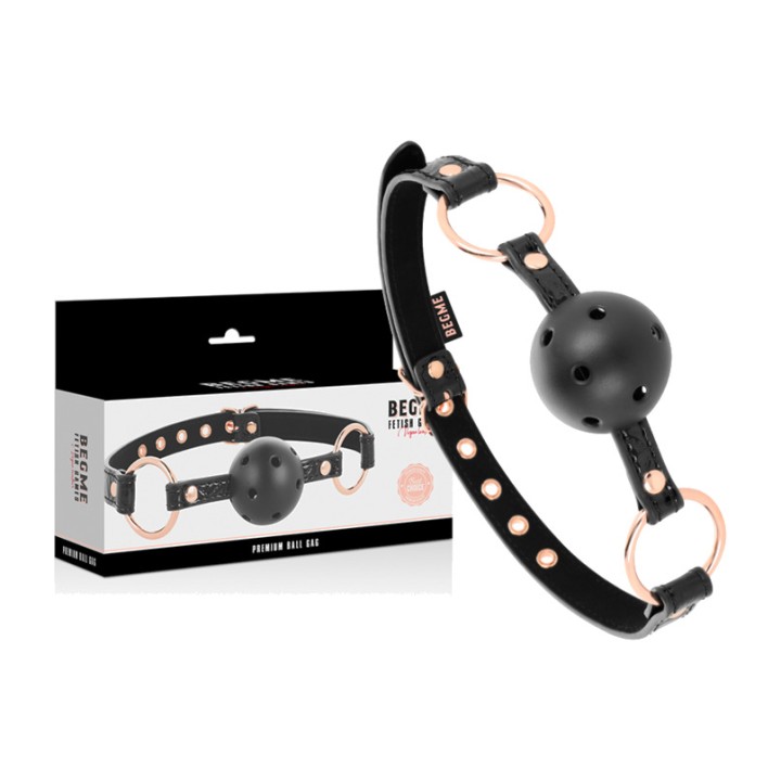 BEGME FETISH GAMES Vegan leather ball muzzle BLACK-EDITION