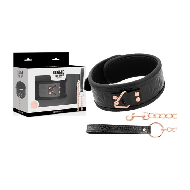 BEGME FETISH GAMES Vegan leather collar with neoprene lining