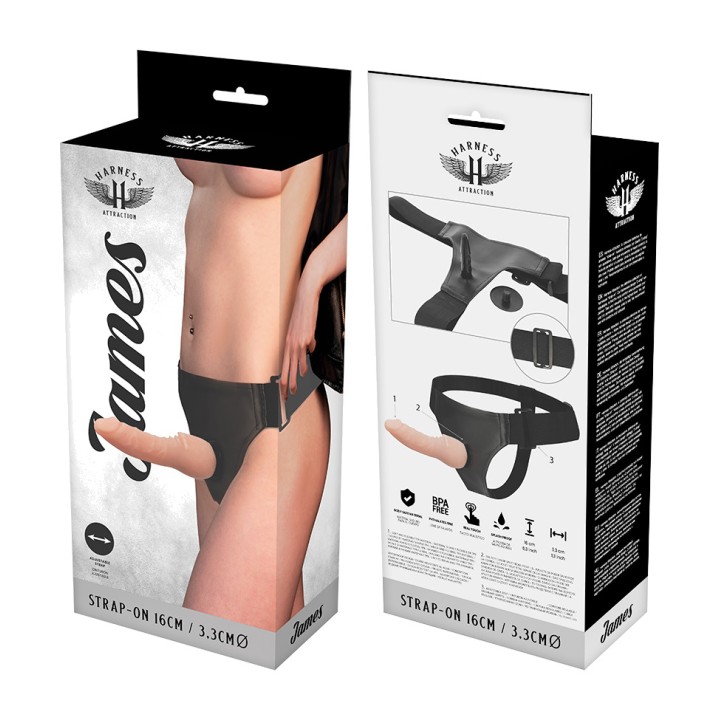 HARNESS ATTRACTION Strap-on-Gurt mit Dildo JAMES 16CM Ø3,3CM