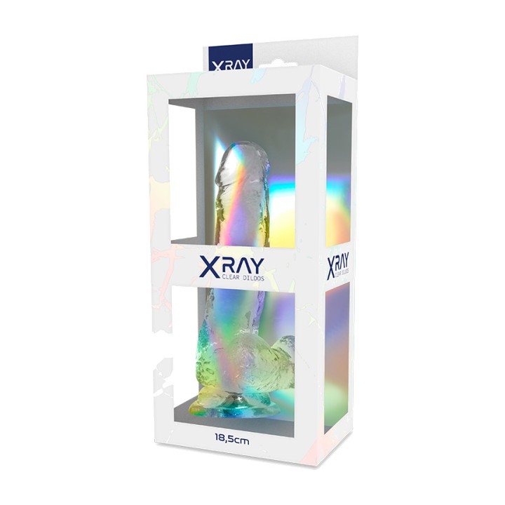 X RAY Realistic dildo with testicles CLEAR 18,5CM Ø3,8CM
