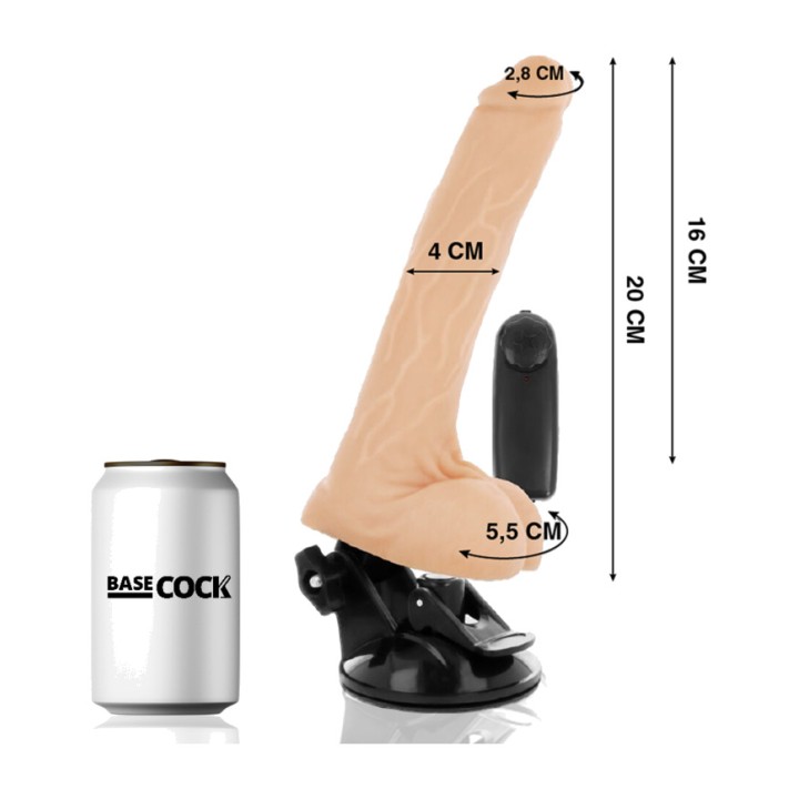BASECOCK Realistic vibrator with testicles and remote