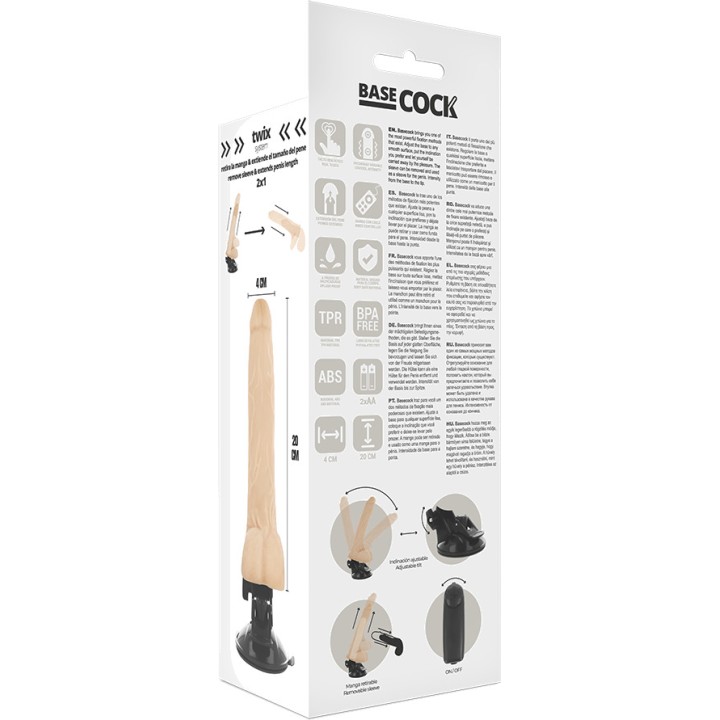 BASECOCK Realistic vibrator with testicles and remote