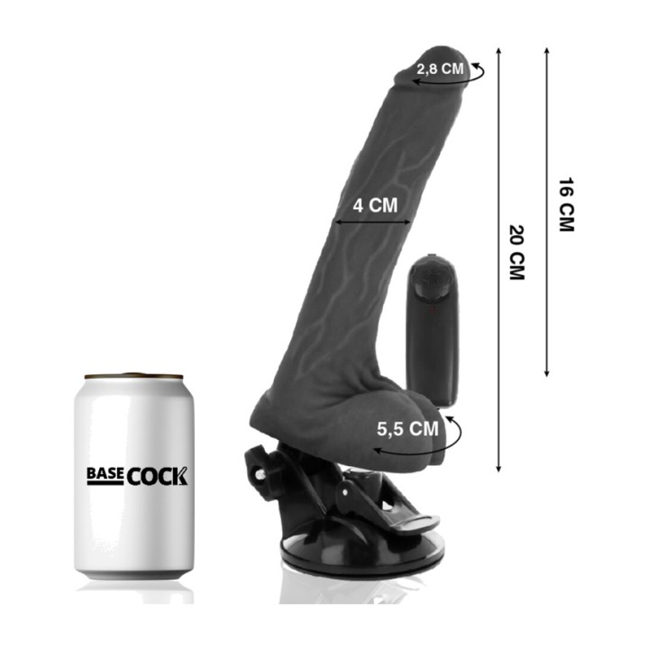 BASECOCK Realistic vibrator with testicles and remote
