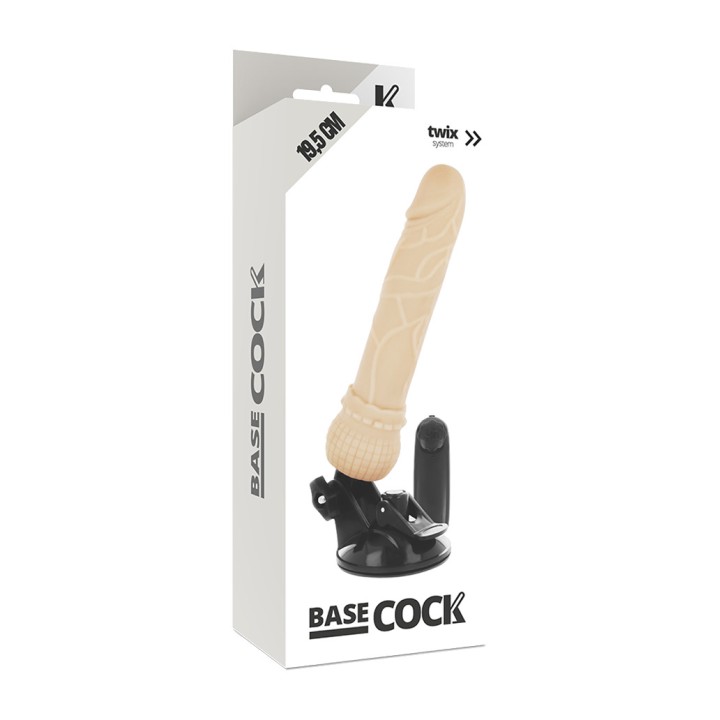 BASECOCK Realistic vibrator with black remote control 19,5CM