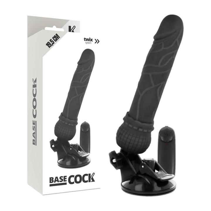 BASECOCK Realistic vibrator with black remote control 19,5CM
