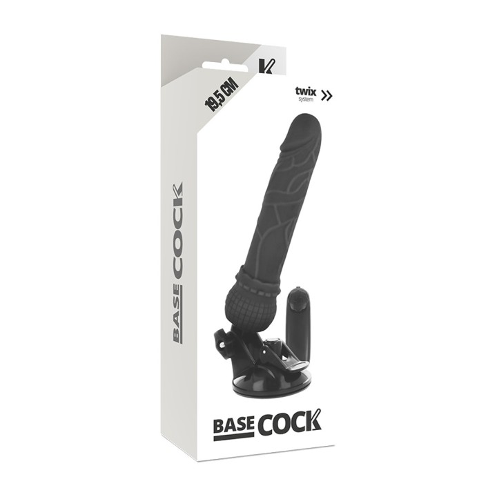 BASECOCK Realistic vibrator with black remote control 19,5CM