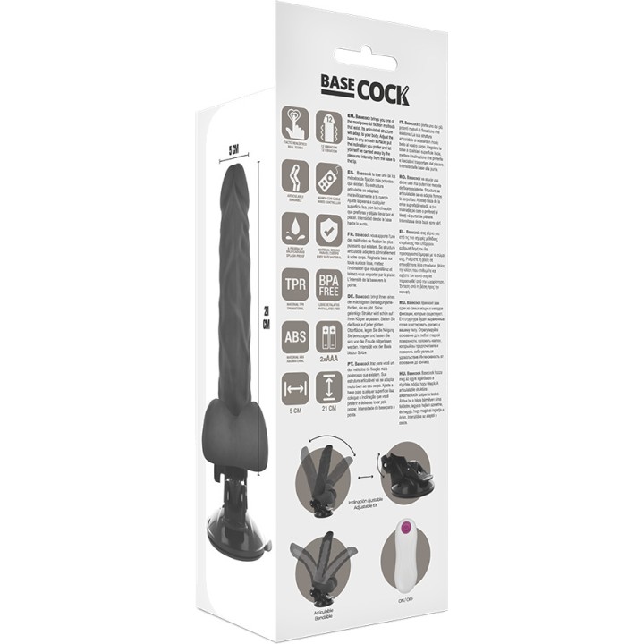 BASECOCK Vibratore realistico articolabile con telecomando