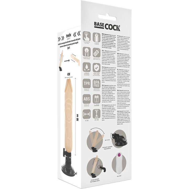 BASECOCK Realistic vibrator with white remote control 20CM