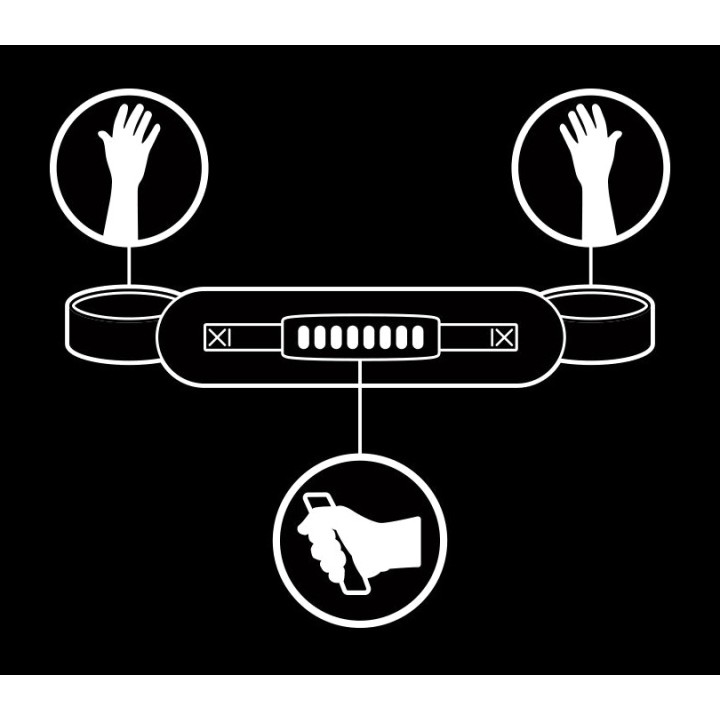 FETISH SUBMISSIVE Cuffs with pull strap and neoprene lining