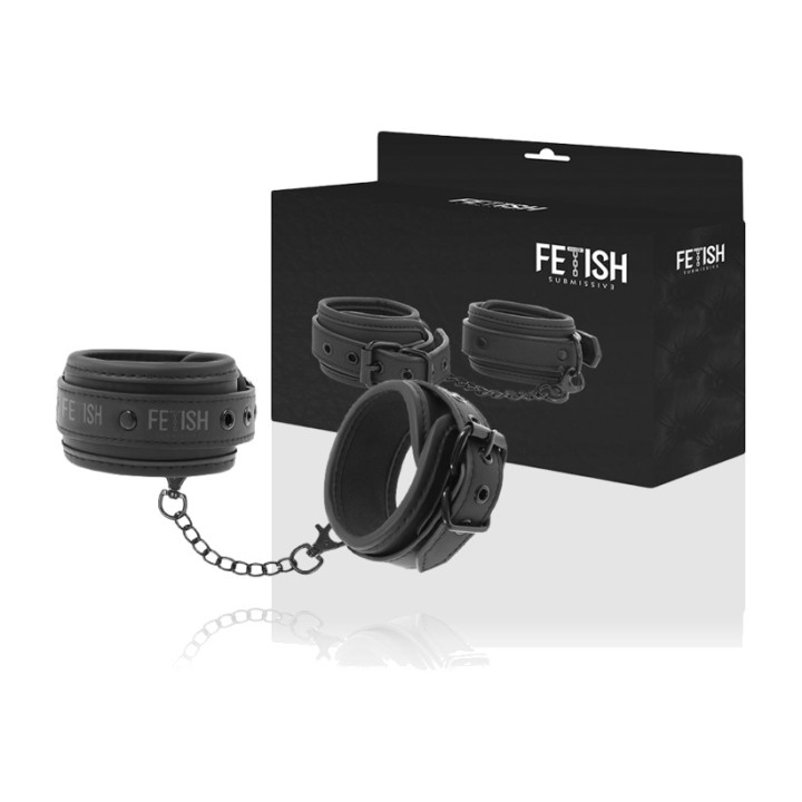 FETISH SUBMISSIVE Vegan leather ankle cuffs with neoprene