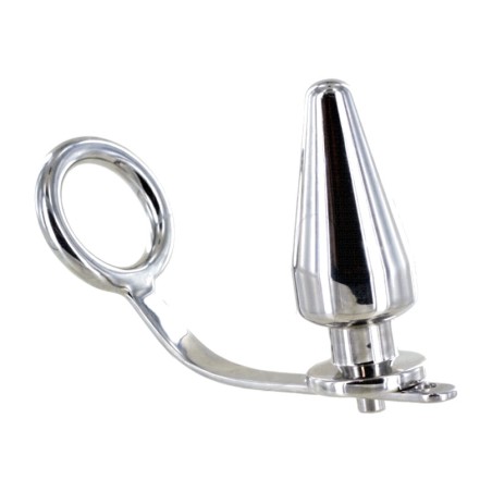 steel penis ring with anal plug 45x45mm