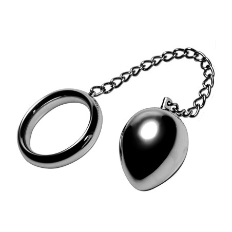 anillo de metal para el pene con cadena y bola 40 mm