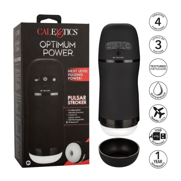 CALEXOTICS Mužský masturbator s vibráciou a sucením OPTIMUM