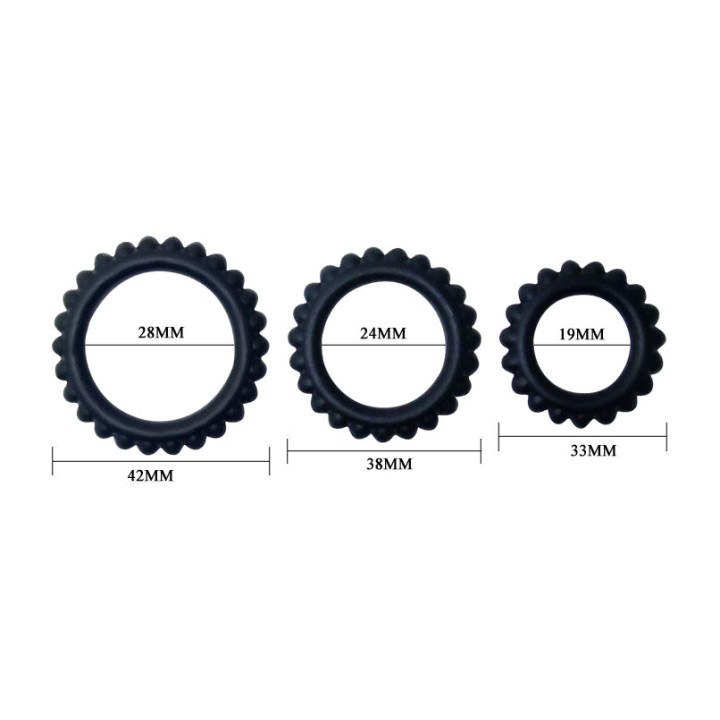 BAILE Conjunto de 3 anéis para o pênis TITAN 2,8CM 2,4CM