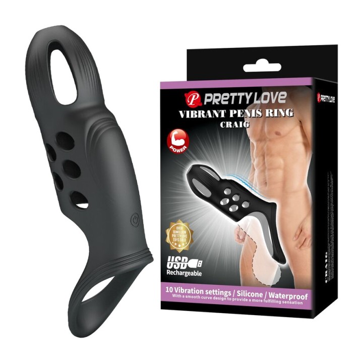 PRETTY LOVE Anello vibrante ricaricabile per il pene CRAIG