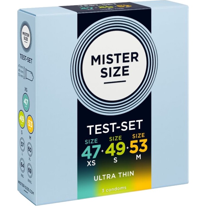 MISTER SIZE Sample pack of 3 ultra-thin condoms in different