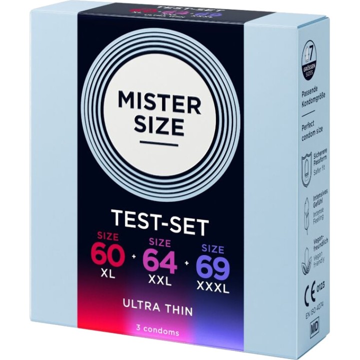 MISTER SIZE Sample pack of 3 ultra-thin condoms in different