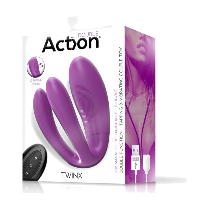 ACTION Rechargeable couples’ vibrator with tapping function