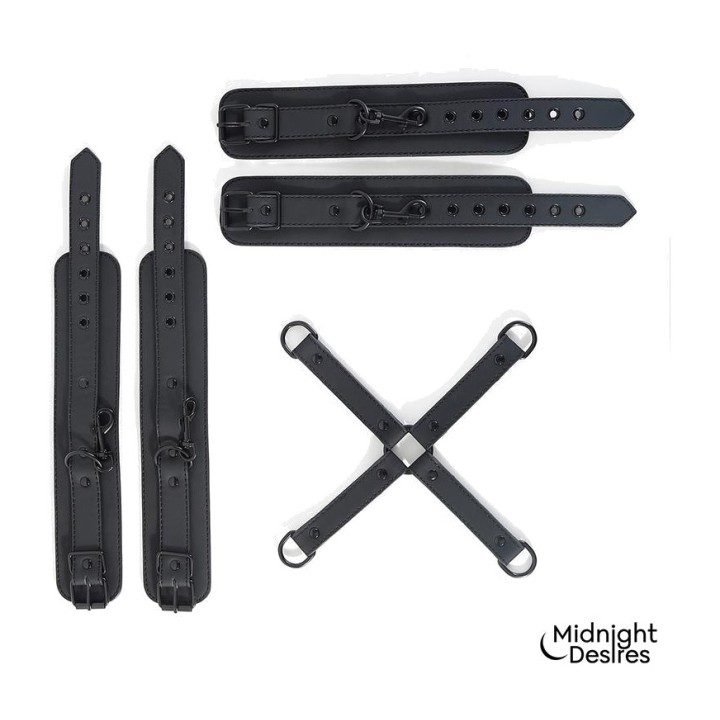 MIDNIGHT DESIRES Cross restraints with wrist and ankle cuffs