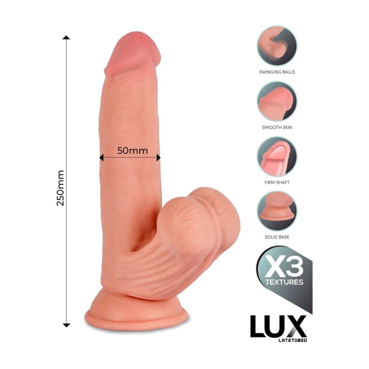 LUX Triple-density realistic dildo with swinging testicles