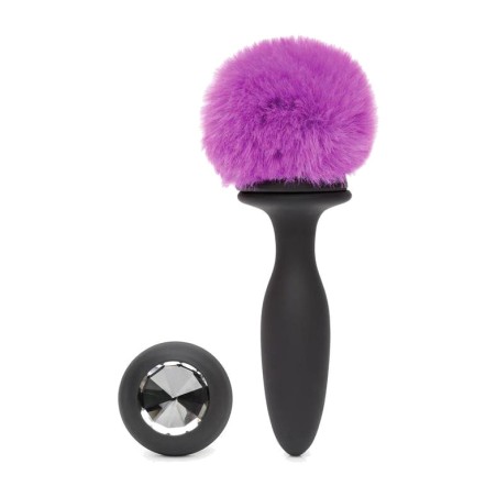 grand plug anal vibrant avec double base, queue et bijou