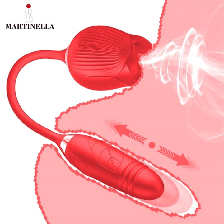 MARTINELLA Rosa de succión con huevo de thrusting recargable