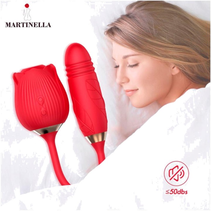 MARTINELLA Rosa de succión con huevo de thrusting recargable