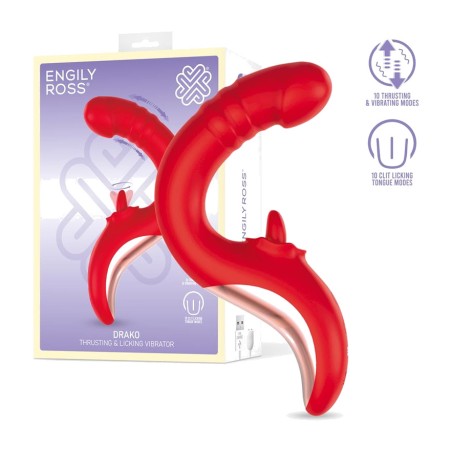 vibrator with thrusting and 360-degree oscillating tongue drako