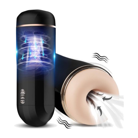 automatic masturbator with vibration and suction, round opening snow