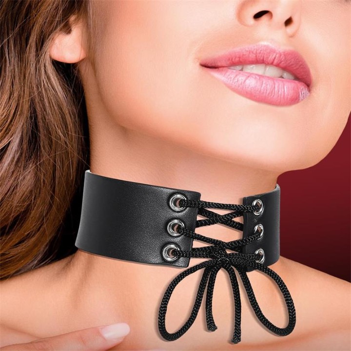 CINDERELLA Halsband med rosett av veganskt läder CR-914