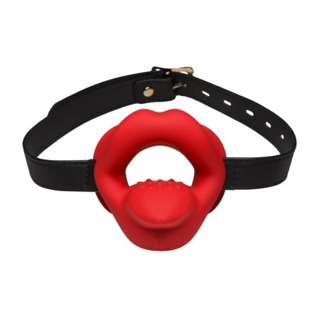 bâillon à bouche ouverte avec langue vibrante sissy