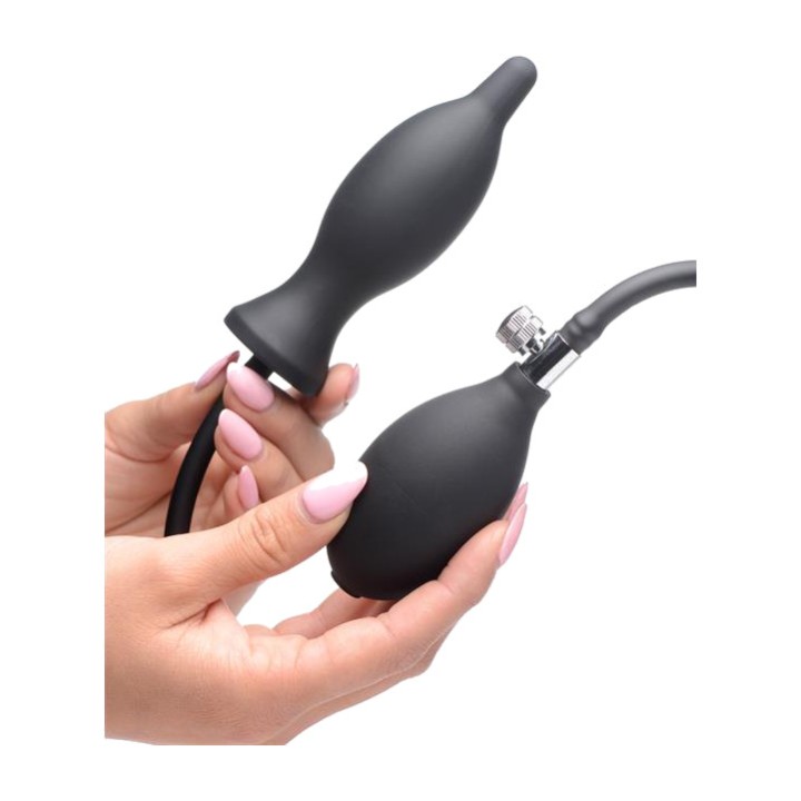 XR BRANDS Plug anal inflable de silicona con pera