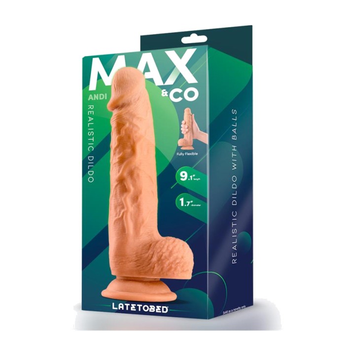 MAX CO Valósághű dildo herékkel ANDI 9,1" MX-706
